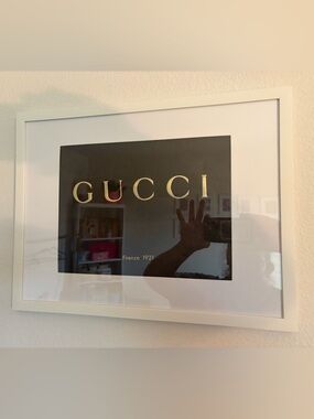 Gucci Signature Brown and Gold Framed Logo 12x16